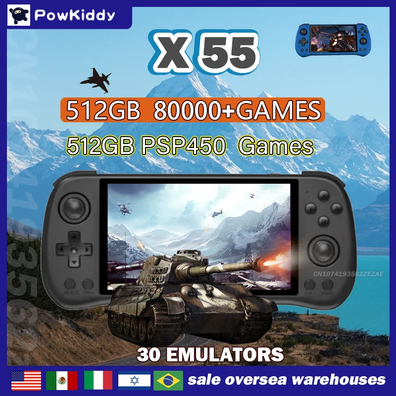 Retro Gaming Best Console - 80000 giochi 512G POWKIDDY X55 Schermo