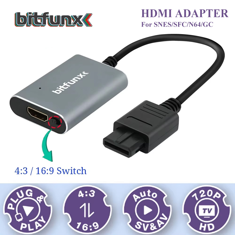 Retro Gaming Expo - Bitfunx 720P Adattatore Svideo/AV a HDMI,