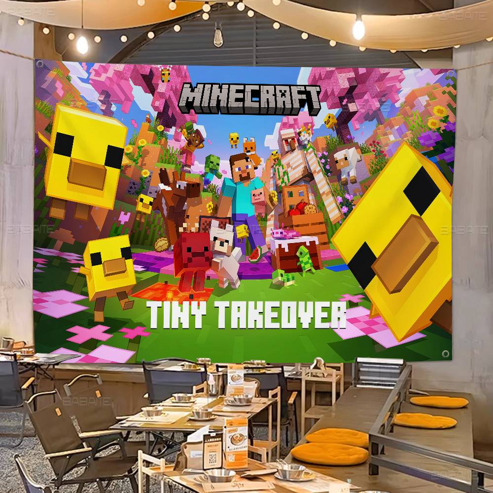 Retro Gaming Banner - Bandiera Colorata Minecraft Stile Retrò, Decorazione